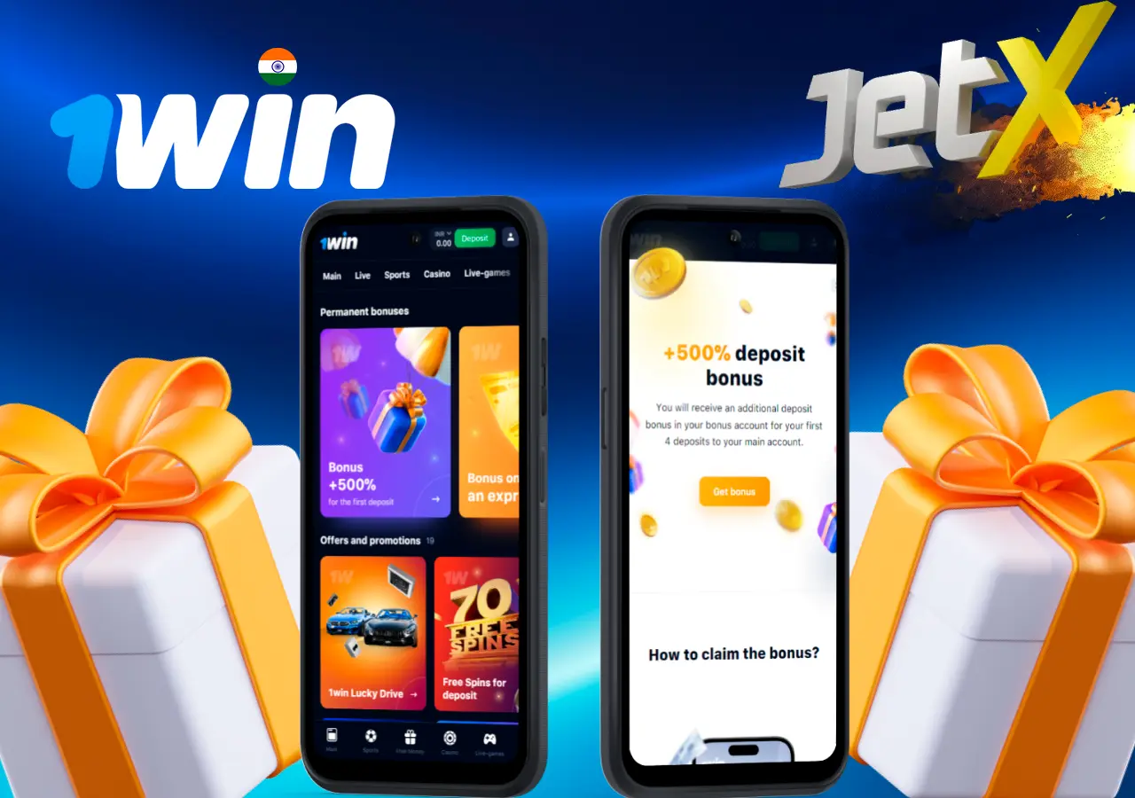 +500% deposit bonus offer for new users at 1Win game on mobile